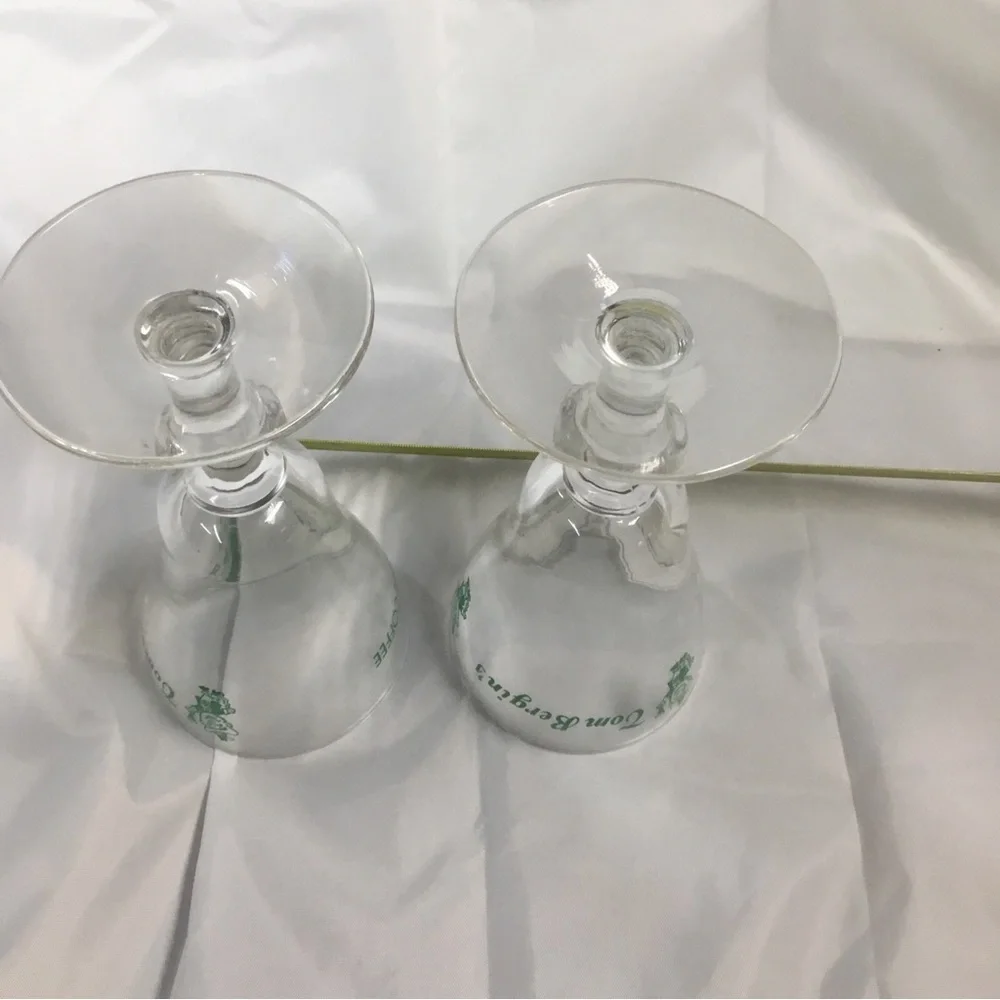 2 Tom Bergin’s House Of Irish Coffee Glasses 5.5” Leprechaun Stem VTG Green